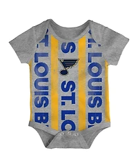 Outerstuff Newborn 3-Pack St. Louis Blues Loyal Buddies Bodysuit Set