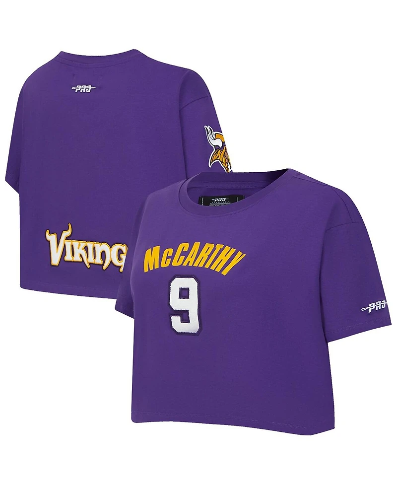 Pro Standard Women's J.j. McCarthy Purple Minnesota Vikings Player Name Number Cropped Boxy T-Shirt