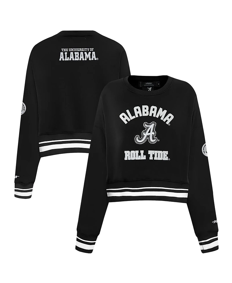 Pro Standard Women's Black Alabama Crimson Tide Cultivated-Pearl Cropped Pullover Sweatshirt