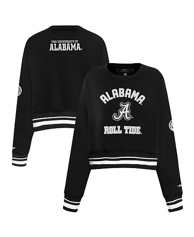 Pro Standard Women's Black Alabama Crimson Tide Cultivated-Pearl Cropped Pullover Sweatshirt