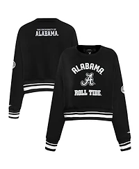 Pro Standard Women's Black Alabama Crimson Tide Cultivated-Pearl Cropped Pullover Sweatshirt
