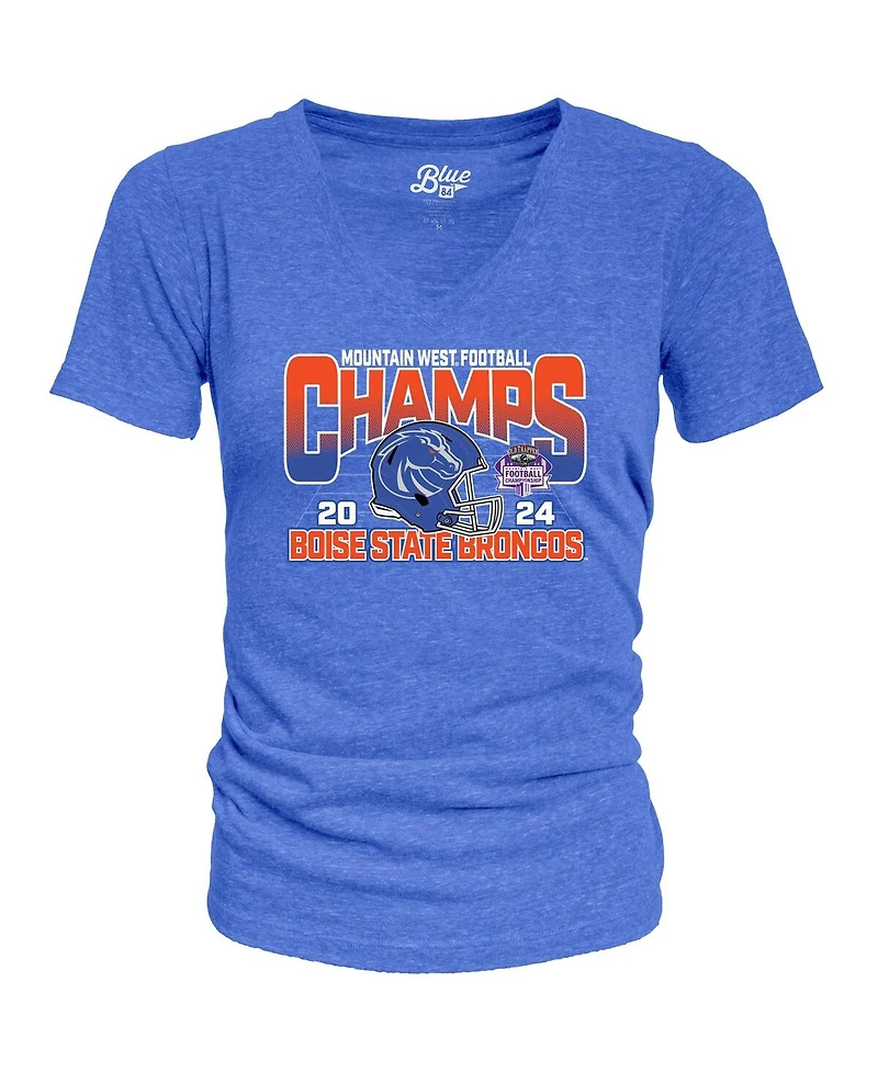Blue 84 Women's Royal Boise State Broncos 2024 Mountain West Football Conference Champions Locker Room V-Neck T-Shirt