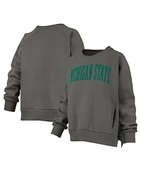 Pressbox Women's Charcoal Michigan State Spartans Pocketed Raglan Pullover Sweatshirt