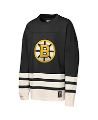 Mitchell & Ness Big Boys and Girls Black Boston Bruins Chainstitch Heavyweight Long Sleeve T-Shirt