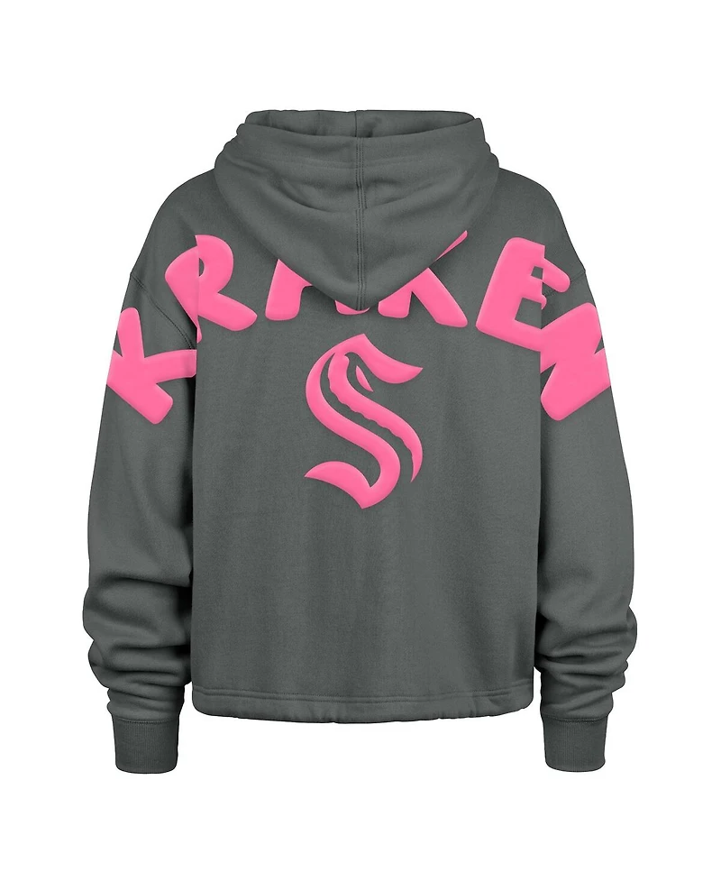 '47 Brand Women's Gray Seattle Kraken Bright Side Venice Cropped Pullover Hoodie