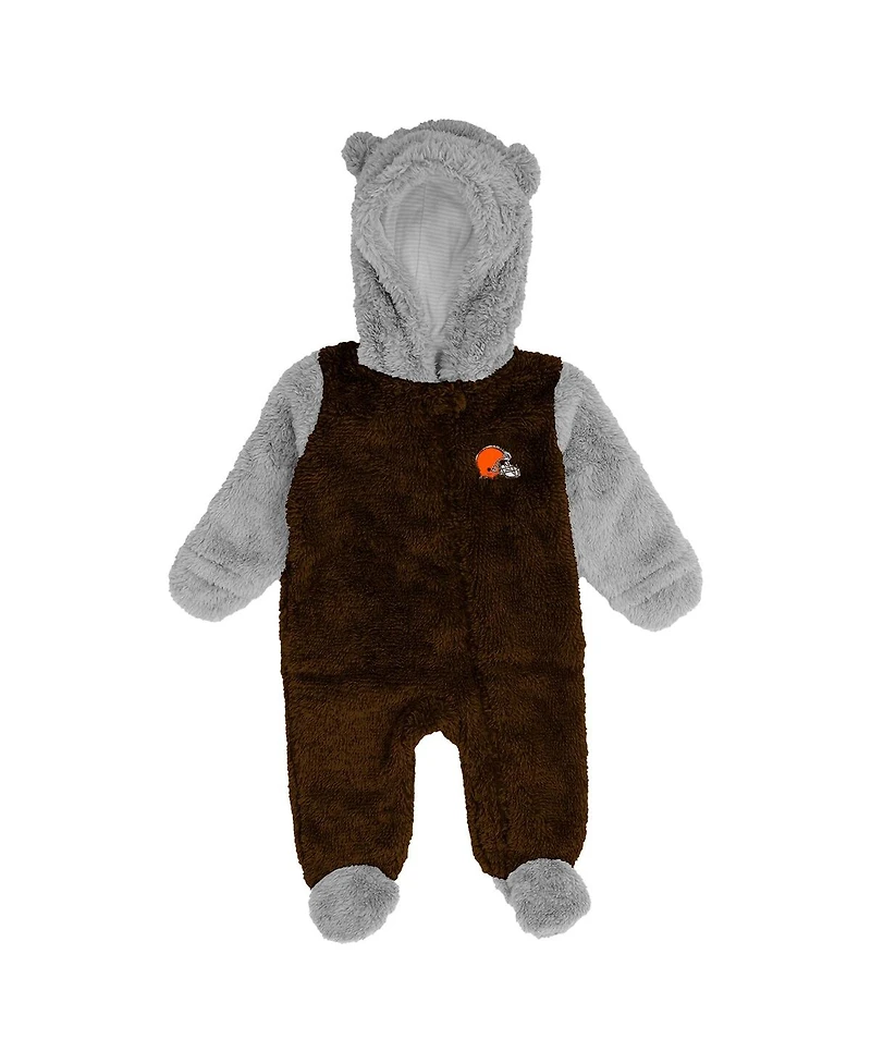 Outerstuff Baby Boys and Girls Brown Cleveland Browns Game Nap Teddy Fleece Bunting Full-Zip Sleeper