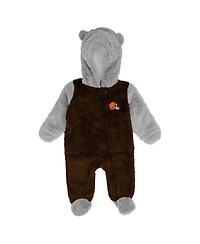 Outerstuff Baby Boys and Girls Brown Cleveland Browns Game Nap Teddy Fleece Bunting Full-Zip Sleeper