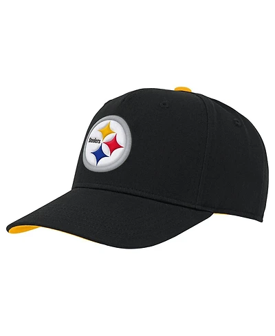 Outerstuff Big Boys and Girls Black Pittsburgh Steelers Team Pre-Curved Adjustable Hat