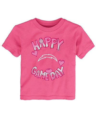 Outerstuff Baby Boys and Girls Pink Los Angeles Chargers Happy Gameday T-Shirt