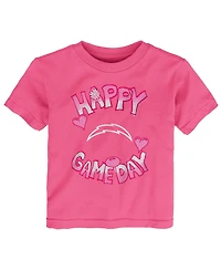 Outerstuff Baby Boys and Girls Pink Los Angeles Chargers Happy Gameday T-Shirt