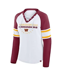 Fanatics Women's White Washington Commanders Plus Redzone Lace Up Long Sleeve T-Shirt