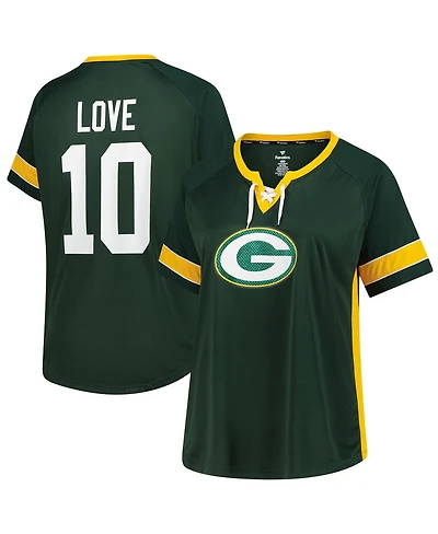 Fanatics Women's Jordan Love Green Bay Packers Plus Name Number Lace-Up T-Shirt