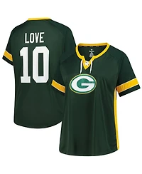 Fanatics Women's Jordan Love Green Bay Packers Plus Name Number Lace-Up T-Shirt