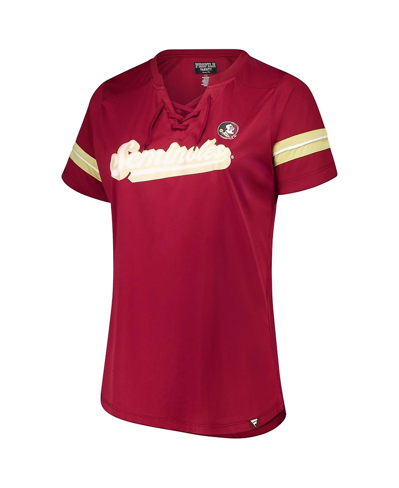 Fanatics Women's Garnet Florida State Seminoles Plus Overtime Readiness Lace-Up T-Shirt