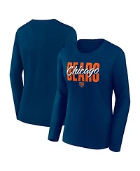 Fanatics Women's Navy Chicago Bears Long Sleeve Scoop Neck T-Shirt