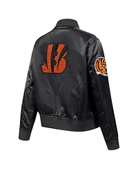 Pro Standard Women's Black Cincinnati Bengals Jeweled Satin Full-Snap Jacket