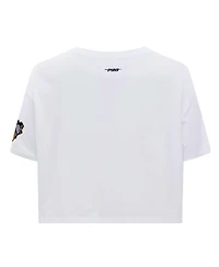 Pro Standard Women's White Pittsburgh Penguins Boxy Script Tail Cropped T-Shirt