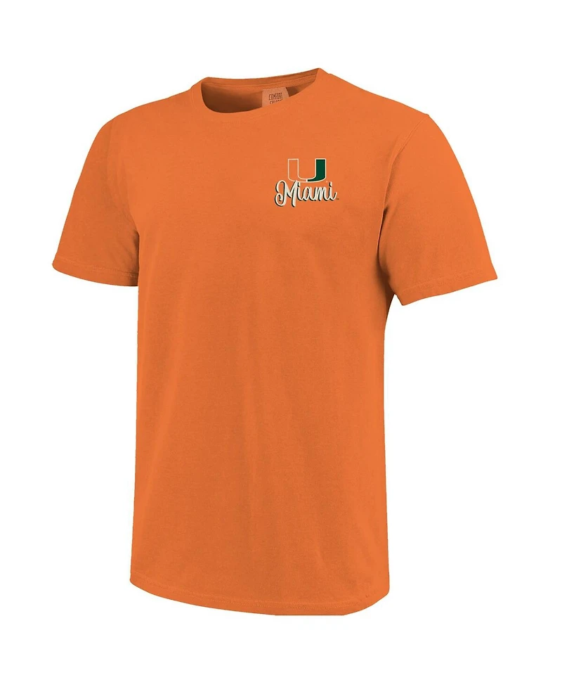 Image One Women's Orange Miami Hurricanes Comfort Colors Campus Scene Drawing Script T-Shirt