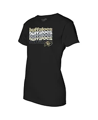 Image One Women's Black Colorado Buffaloes Repeat Slogan Boyfriend T-Shirt