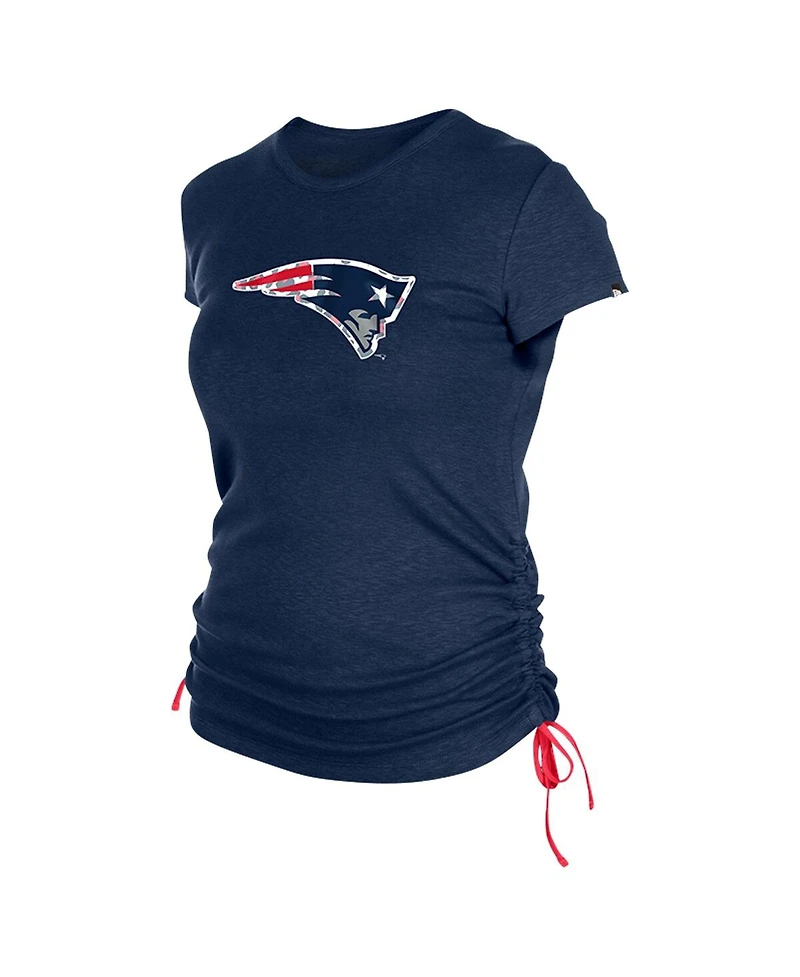 New Era Women's Navy England Patriots Ruched Side T-Shirt