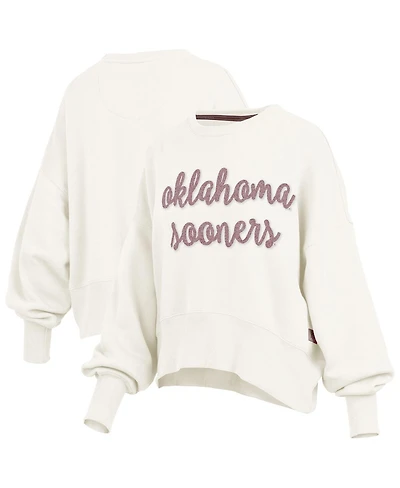 Pressbox Women's Cream Oklahoma Sooners Chelsea Oversized Pullover Sweatshirt