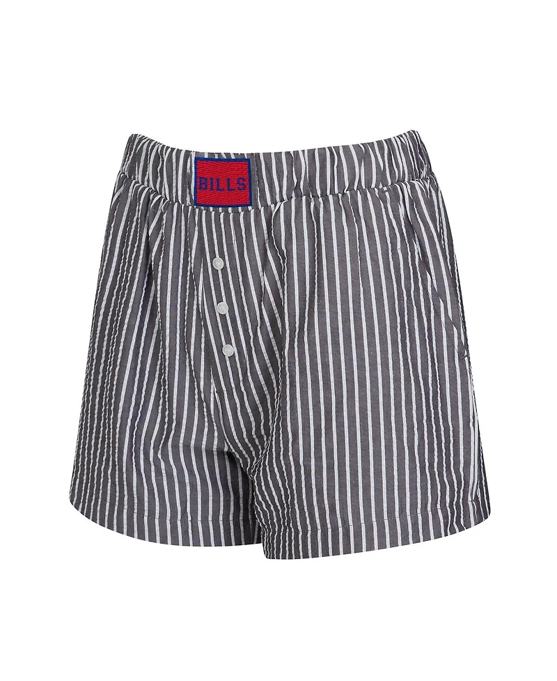 Concepts Sport Women's 2-Pack Black Buffalo Bills Stripes and Solids Boxer Shorts Set