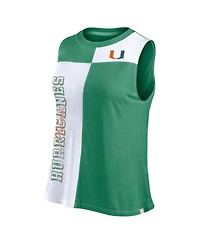 Fanatics Women's Green/White Miami Hurricanes Color block High Neck Tank Top