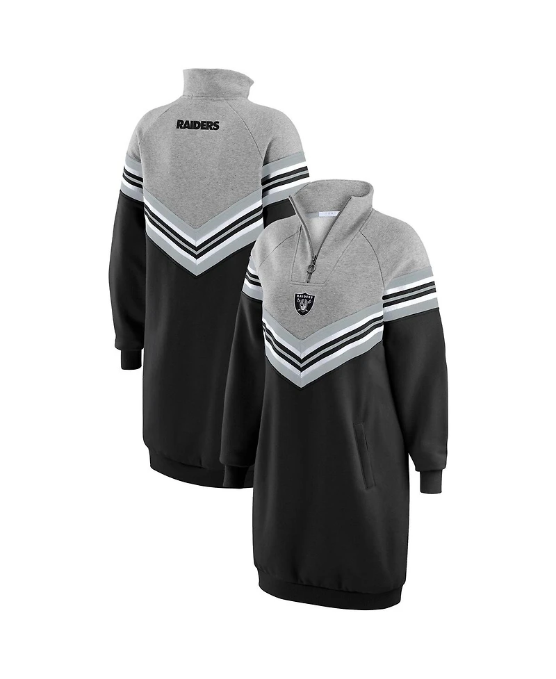 Wear by Erin Andrews Women's Black/Heather Gray Las Vegas Raiders Chevron Stripe Dress