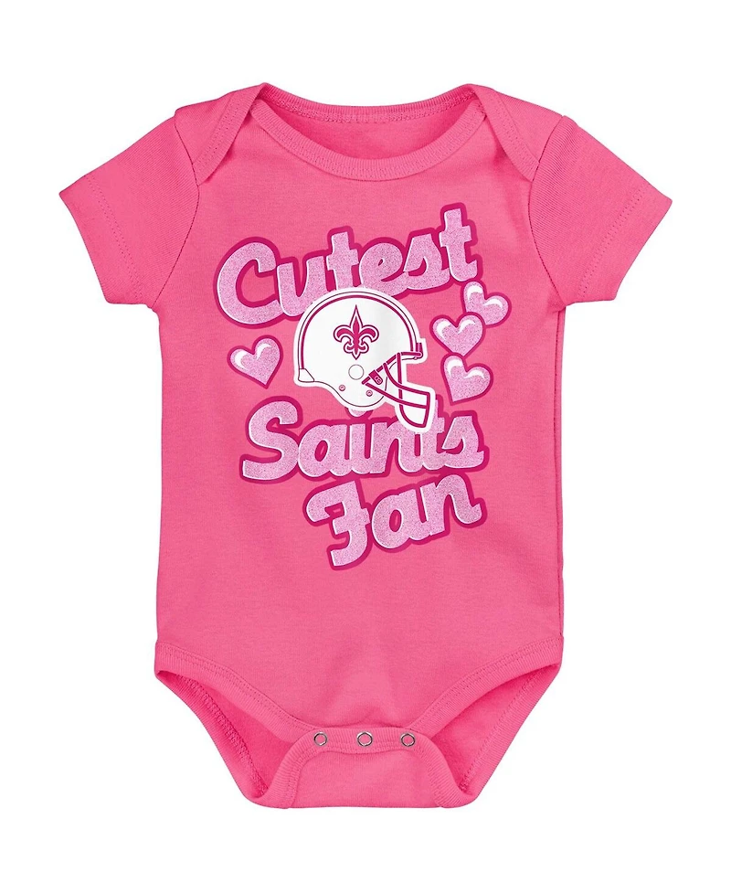 Outerstuff Girls Baby Boys and Girls Pink New Orleans Saints Cutest Fan Hearts Bodysuit