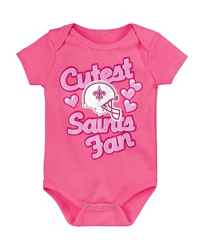 Outerstuff Girls Baby Boys and Girls Pink New Orleans Saints Cutest Fan Hearts Bodysuit