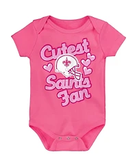 Outerstuff Girls Baby Boys and Girls Pink New Orleans Saints Cutest Fan Hearts Bodysuit