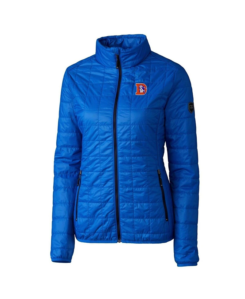 Cutter & Buck Women's Royal Denver Broncos Throwback Logo Rainier PrimaLoft Eco Full-Zip Puffer Jacket