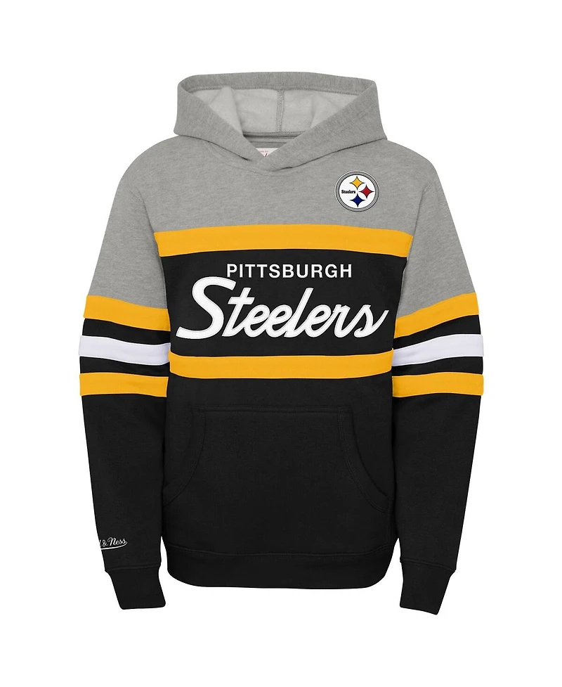 Mitchell & Ness Big Boys and Girls Black Pittsburgh Steelers Throwback Head Coach Pullover Hoodie