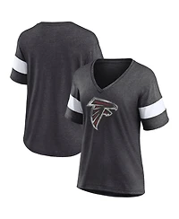 Fanatics Women's Heathered Charcoal/White Atlanta Falcons Distressed Team Tri-Blend V-Neck T-Shirt