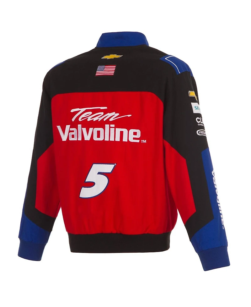 Jh Design Men's Black/Red Kyle Larson Valvoline Full-Snap Twill Uniform Jacket