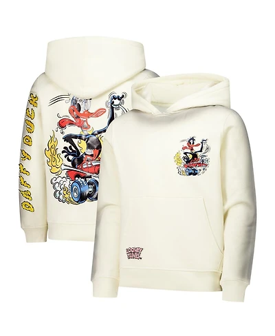 Freeze Max Big Boys and Girls Cream Looney Tunes Hot Rod Daffy Pullover Hoodie