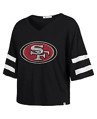 '47 Brand Women's Black San Francisco 49ers Premier Scout Cropped V-Neck T-Shirt