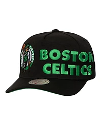 Mitchell & Ness Men's Black Boston Celtics Busted Logo Wordmark Wrap-Around Pro Pinch Adjustable Hat