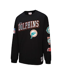 Mitchell & Ness Men's Black Miami Dolphins Training Camp Vintage Logos Long Sleeve T-Shirt