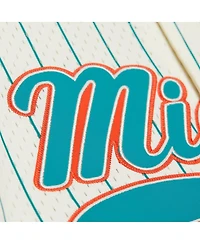 Mitchell & Ness Men's Dan Marino Cream Miami Dolphins Name Number Mesh Button-Up Baseball Jersey