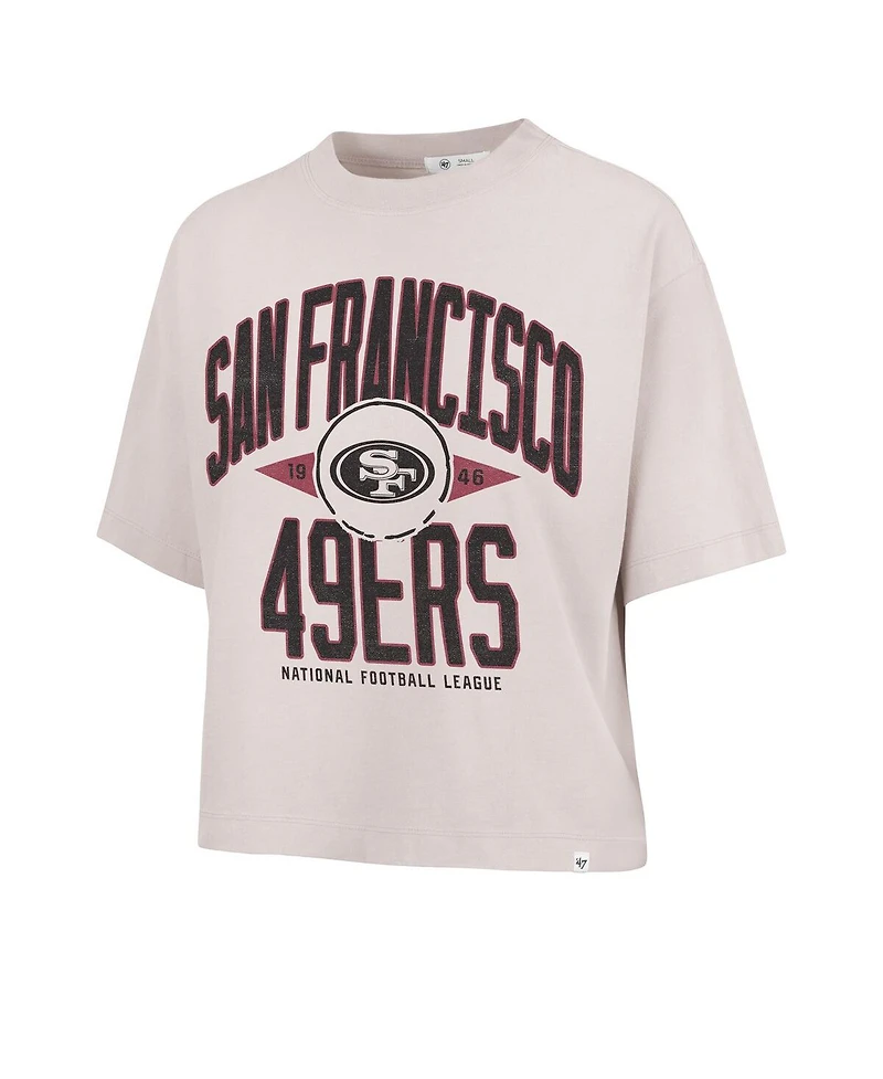'47 Brand Women's Natural San Francisco 49ers Cropped Windthrow Ravine T-Shirt