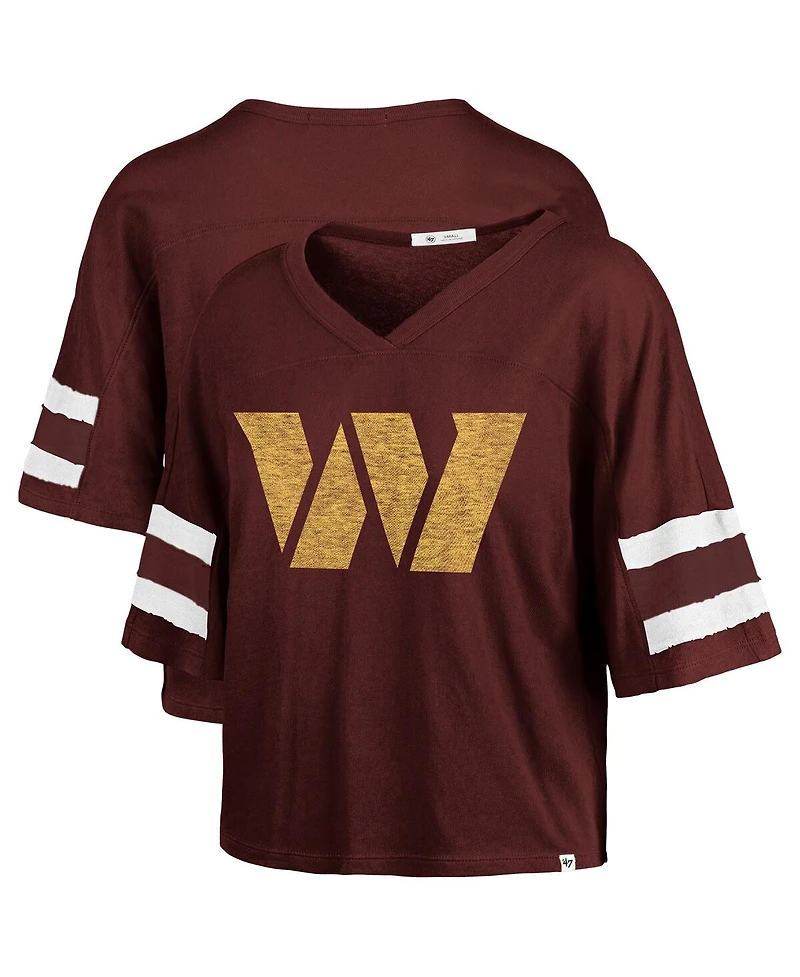 '47 Brand Women's Burgundy Washington Commanders Premier Scout Cropped V-Neck T-Shirt