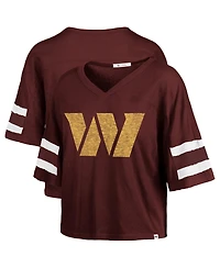 '47 Brand Women's Burgundy Washington Commanders Premier Scout Cropped V-Neck T-Shirt