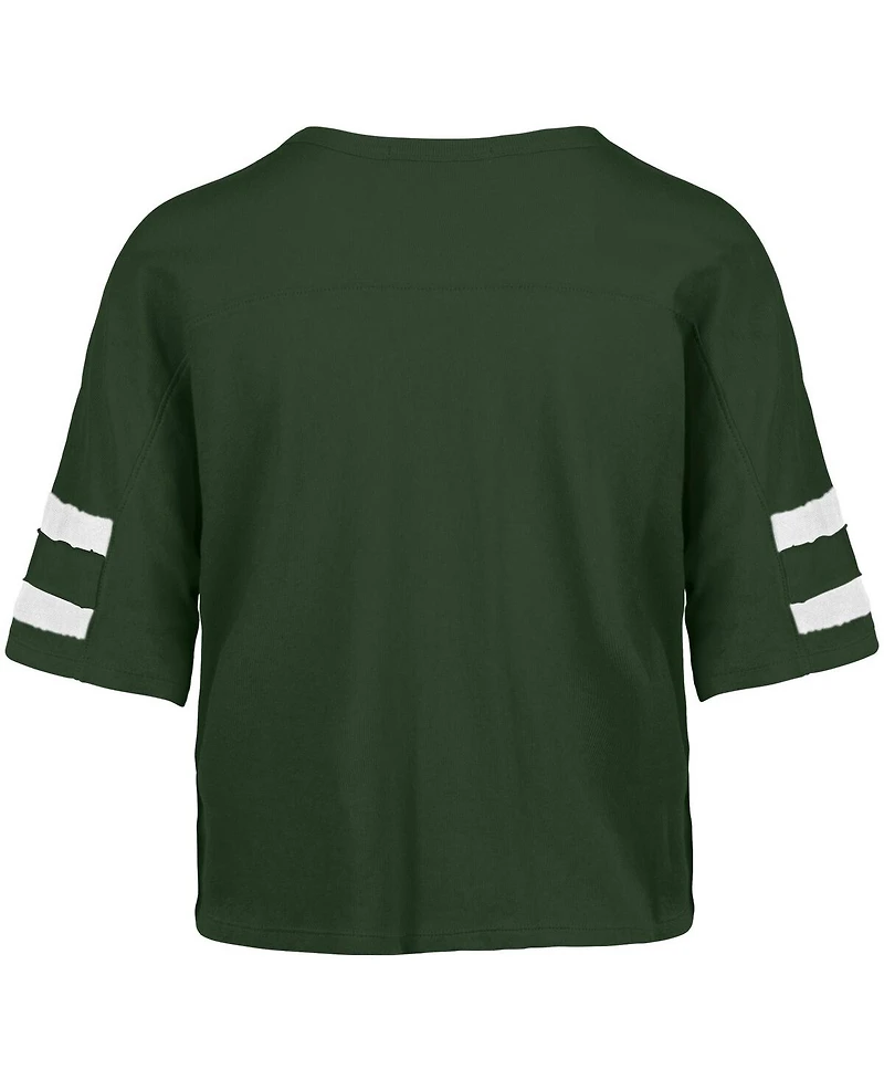 '47 Brand Women's Green Bay Packers Premier Scout Cropped V-Neck T-Shirt