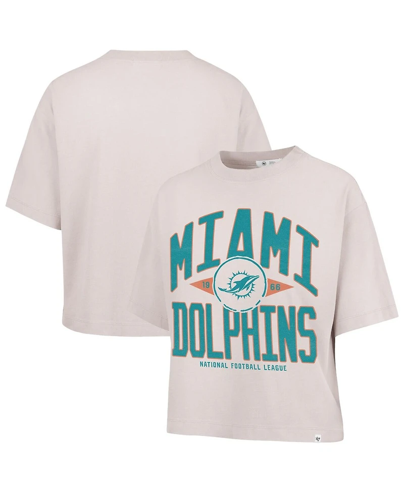 '47 Brand Women's Natural Miami Dolphins Cropped Windthrow Ravine T-Shirt