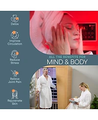 LifePro RejuvaCure Duet 2-Person Wooden Far Infrared Home Sauna with Chromotherapy, Bluetooth Speakers & Canadian Hemlock Construction