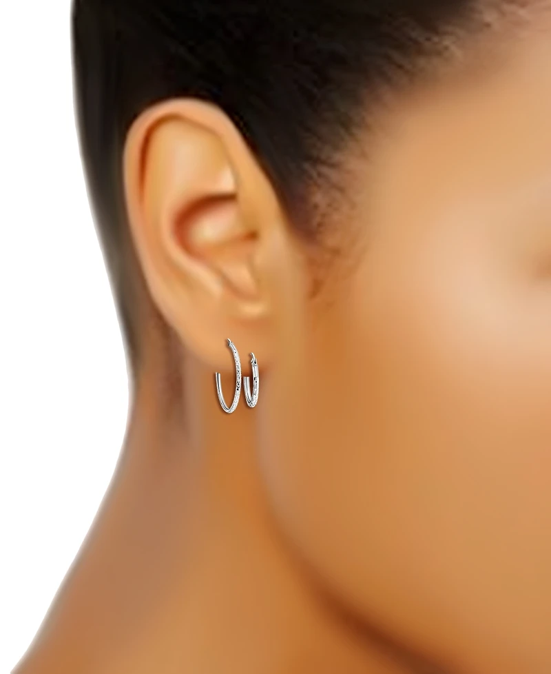 Giani Bernini 2-Pc. Set Faceted Texture Small Hoop Earrings in Sterling Silver, Macy's Exclusive