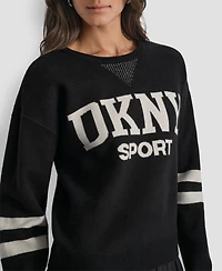 Dkny Women's Varsity Logo Crew Neck Sweater