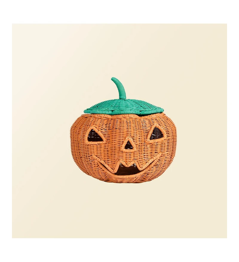 Momiji - Handcrafted Rattan Pumpkin Face Basket - Wicker