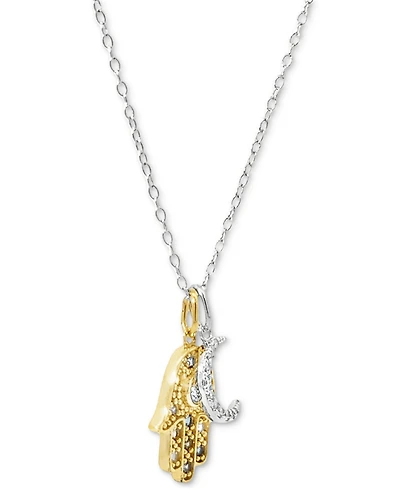 Giani Bernini Pave Moon & Hamsa Hand 18" Pendant Necklace, Created for Macy's
